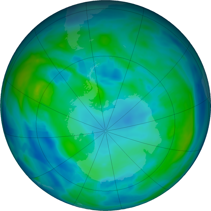 Antarctic ozone map for 14 May 2021
